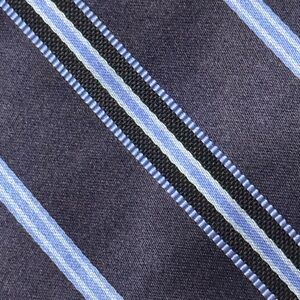 Jos. A. Bank XL Seven Fold Navy Silk Tie with Light Blue and Black Stripes